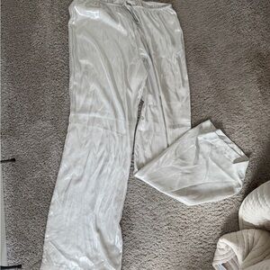 Zara Cream Satin Lounge Pants